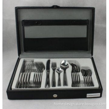 Cheaper stainless steel 24pcs/72pcs cutlery sets with leather case